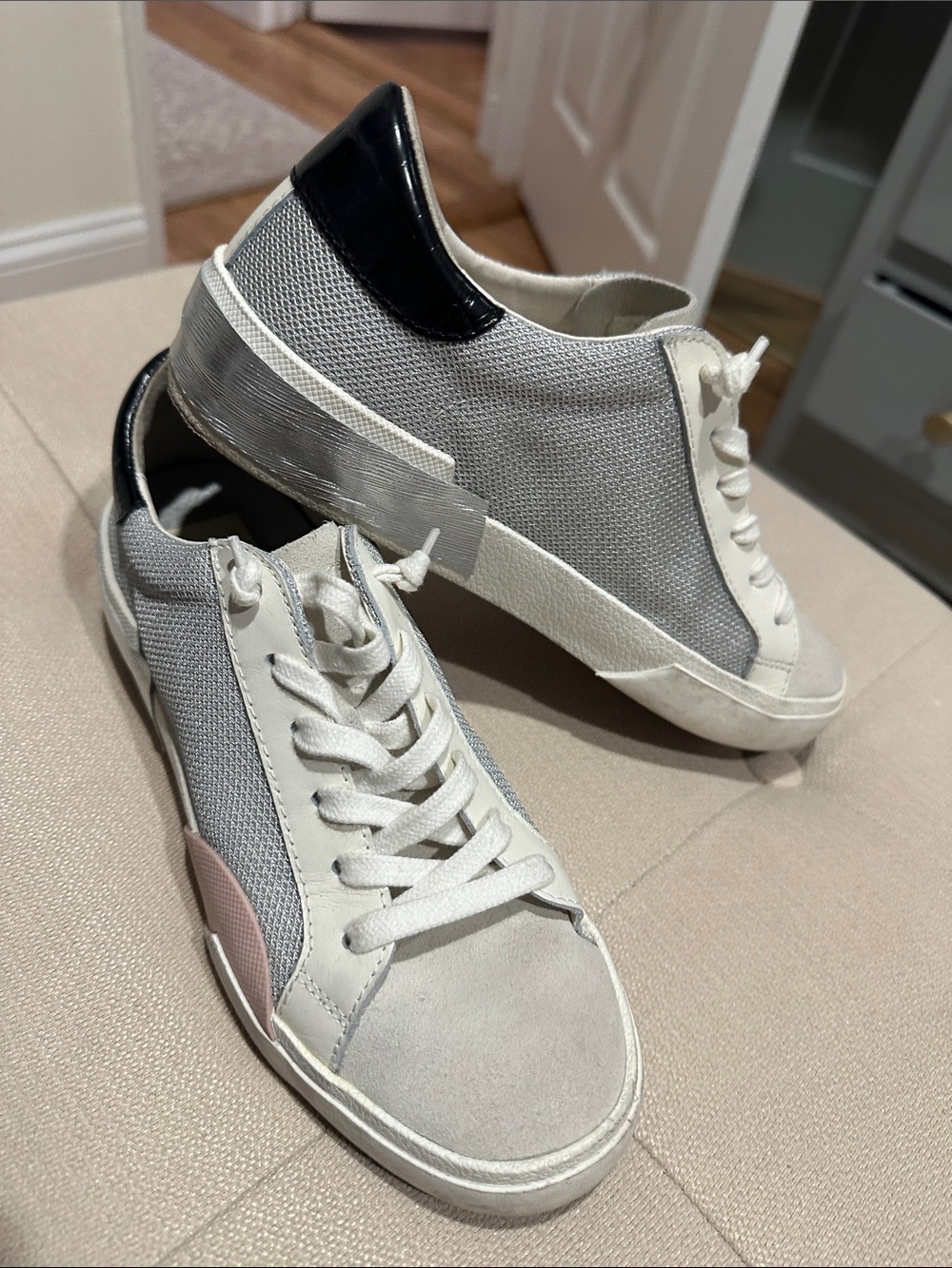Dolce Vita Gray, White & Pink Low-Top Sneakers